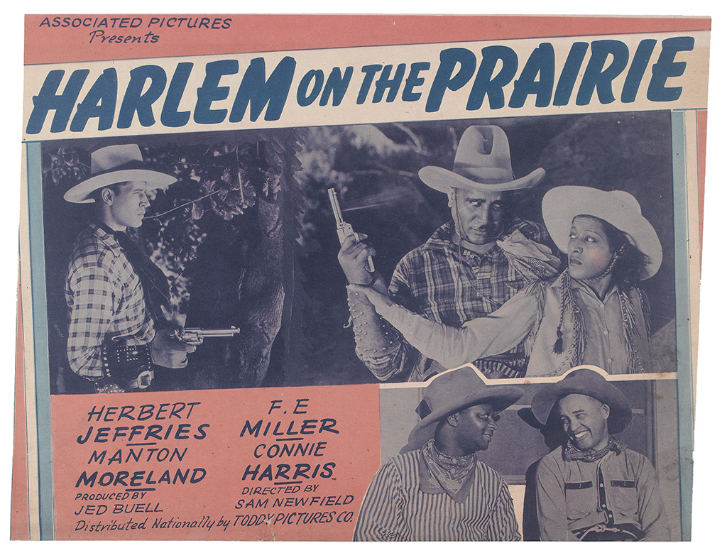 (FILM.) Group of ten lobby cards: Harlem on the Prairie (4), Frontier Vengeance (1), Star Spangled Rhythm (1), Prison Bait (1), Racket